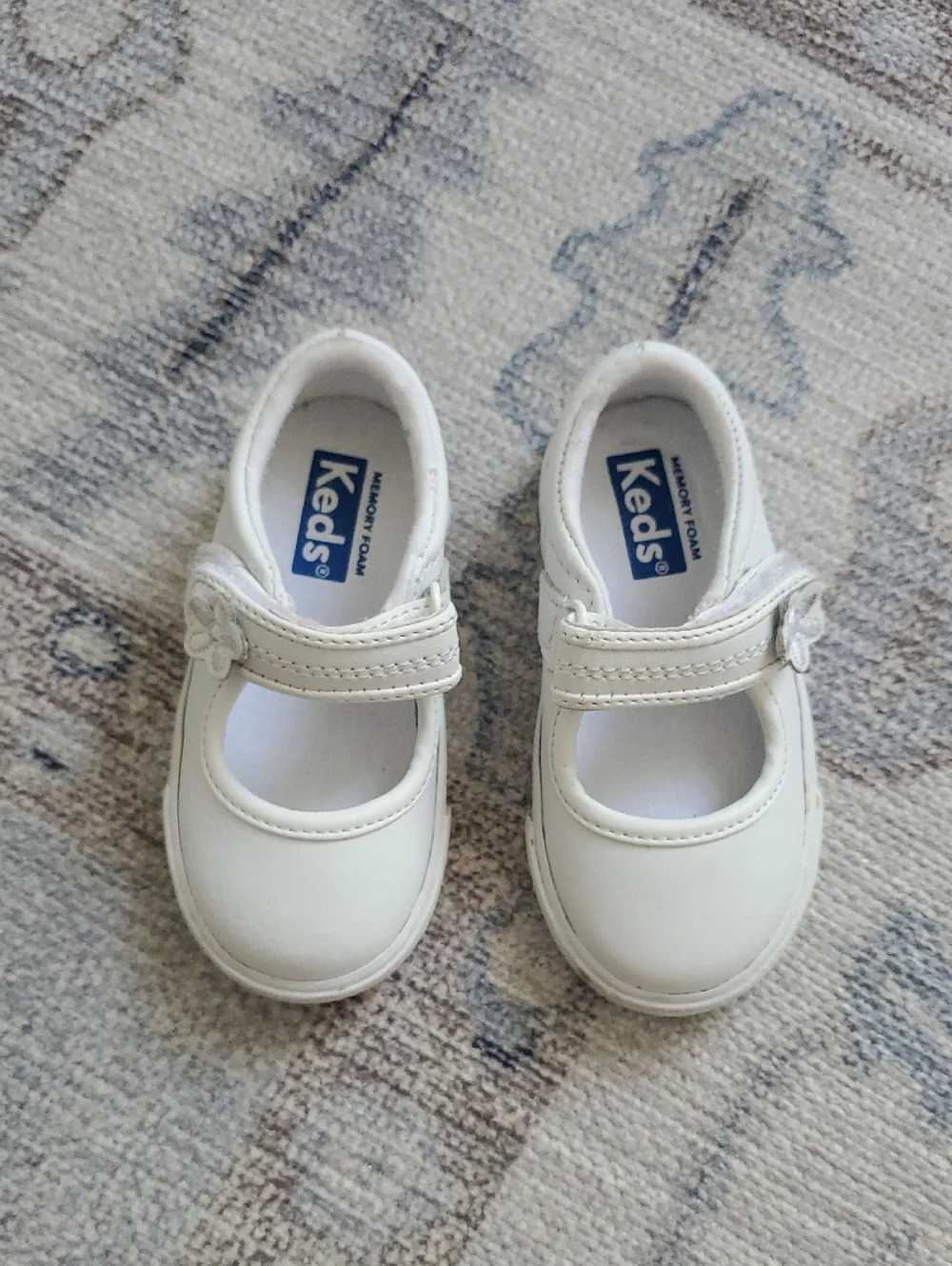 Keds Baby Girls Mary Jane Ella White Leather Sneakers Sz5